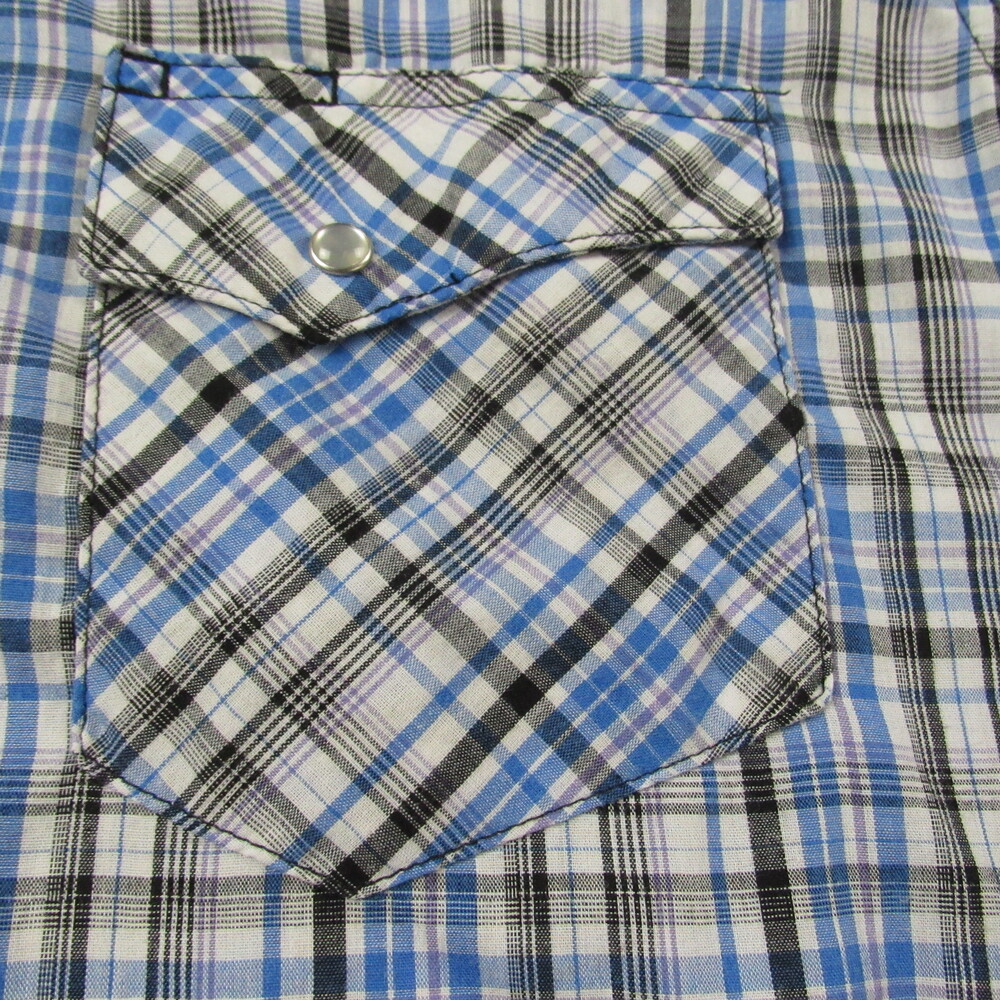 Vintage Wrangler Shirt Mens Medium Plaid Western Snap Buttons Rodeo No Size Tag - Picture 5 of 10
